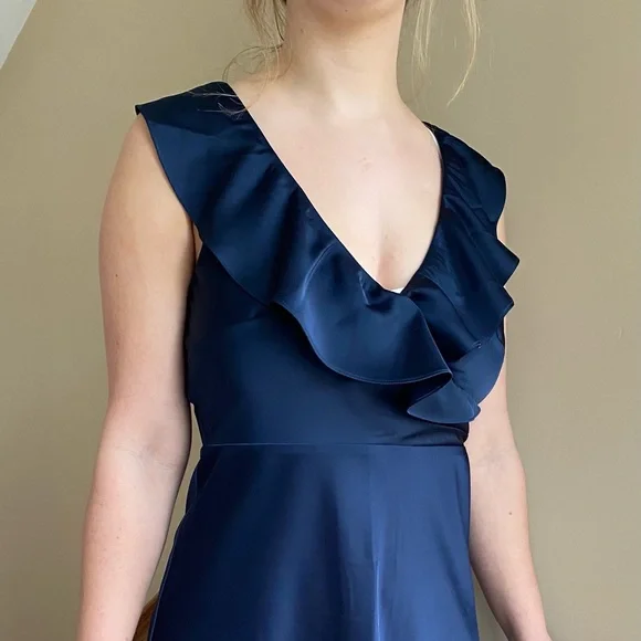 green emerald velvet dress Eliza J Crew Neck Ruffle Shoulder Cocktail Dress, Navy, 2 at Amazon Women's  Clothing store